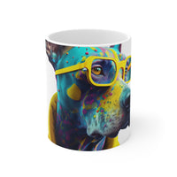 Blue Dog in a Yellow Hood Ceramic Mug 11oz