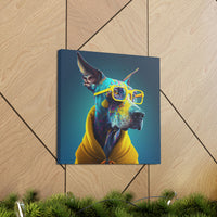 Blue Dog in a Yellow Hood - Canvas Gallery Wraps