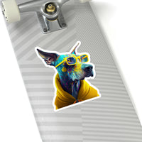 Blue Dog in a Yellow Hood Vinyl Stickers